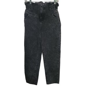Vervet The Buckle High Waist Acid Wash Jeans Womens Paper Bag Waist Tapered Leg
